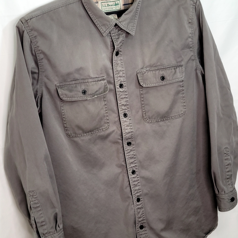 LL Bean Flannel Lined Shirt Large - Picture 9 of 13
